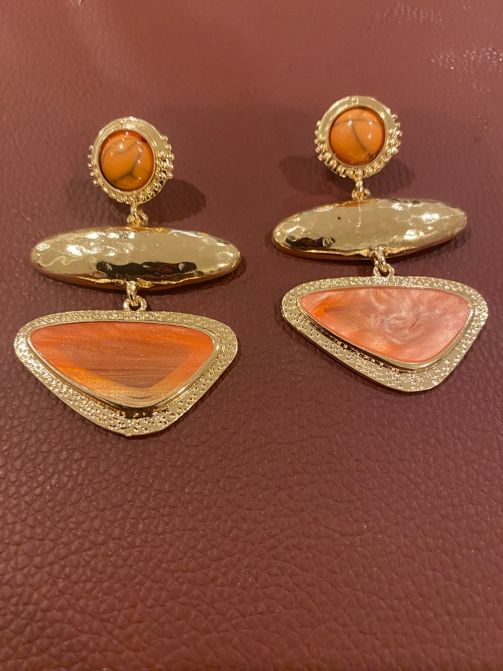 Gold-Tone Orange Drop Earrings - Fashion Jewelry